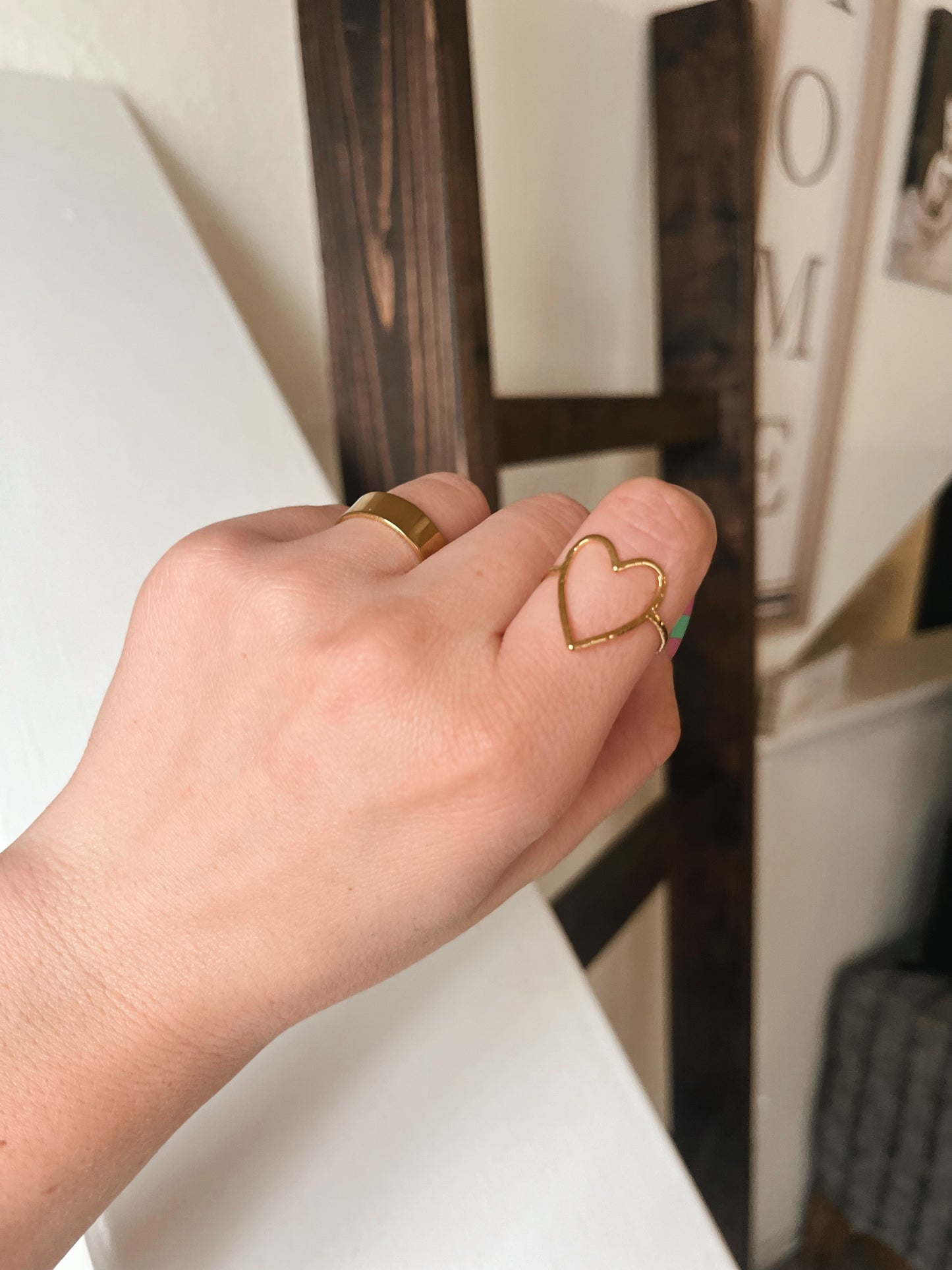 18k Gold Plated Adjustable Open Heart Ring