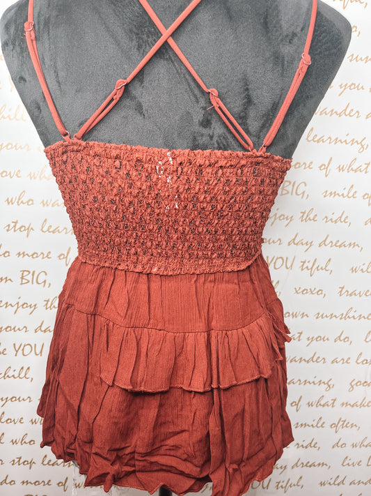 Zenana Lace Top with Ruffle Detail