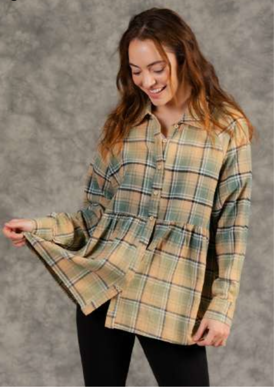 Like Love Ombre Peplum Flannel Tunic