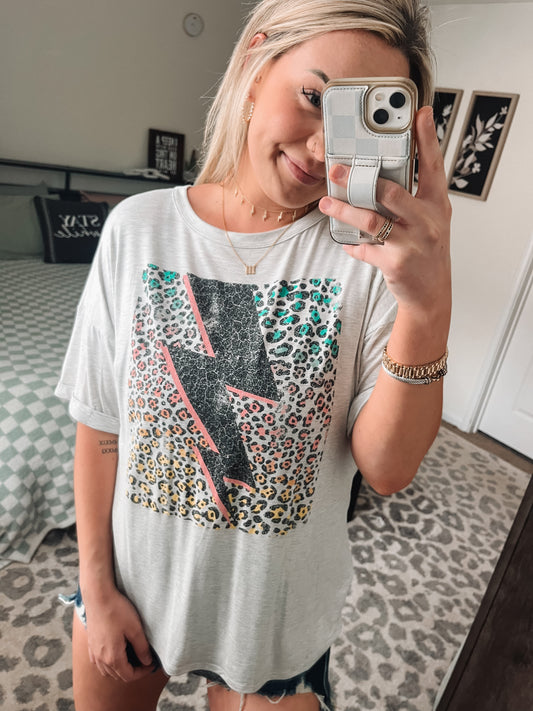 Let's Bolt Relaxed Soft Tee - Light Grey