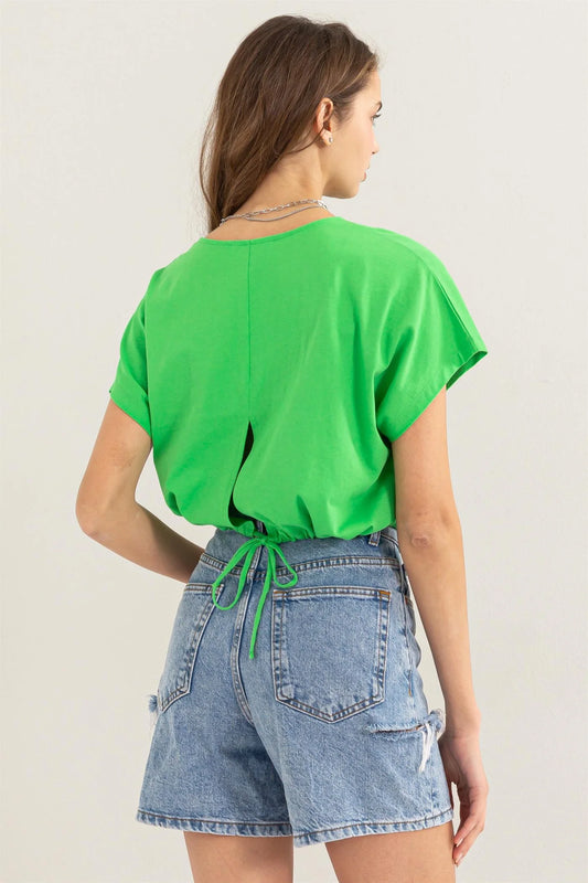 Lucky Girl Adjustable Drawstring Crop Top