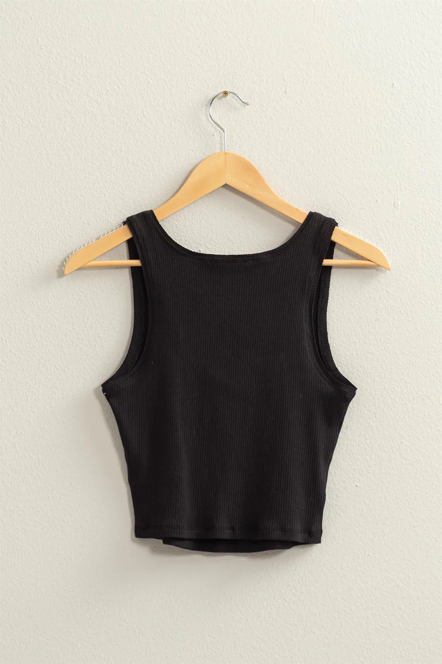 Jordan Ribbed Crop Tank - Black