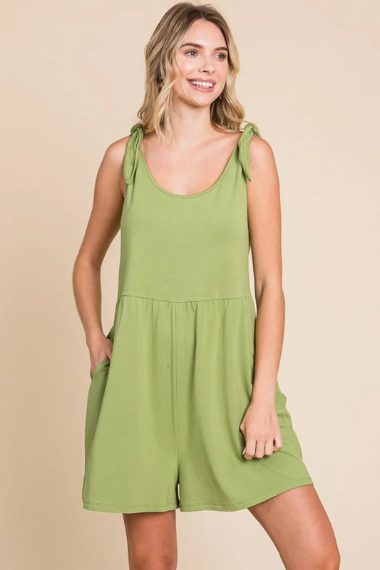 Oversized Romper w/ Pockets - Happy Olive